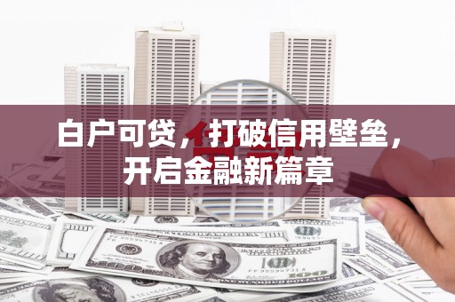 嘉荫白户可贷，打破信用壁垒，开启金融新篇章