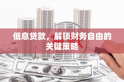 嘉荫低息贷款，解锁财务自由的关键策略
