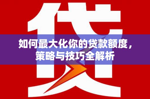 嘉荫如何最大化你的贷款额度，策略与技巧全解析