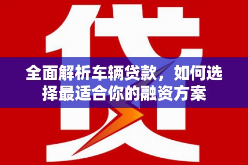 嘉荫全面解析车辆贷款，如何选择最适合你的融资方案