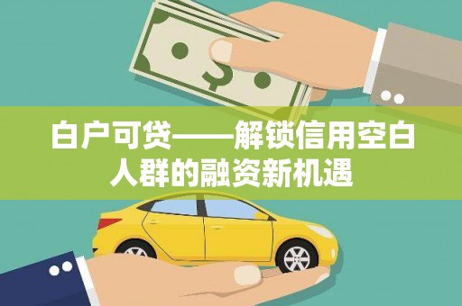 嘉荫白户可贷——解锁信用空白人群的融资新机遇