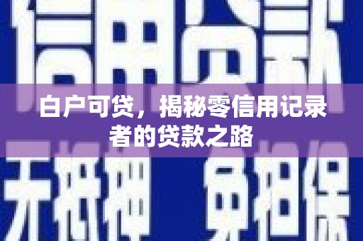 嘉荫白户可贷，揭秘零信用记录者的贷款之路